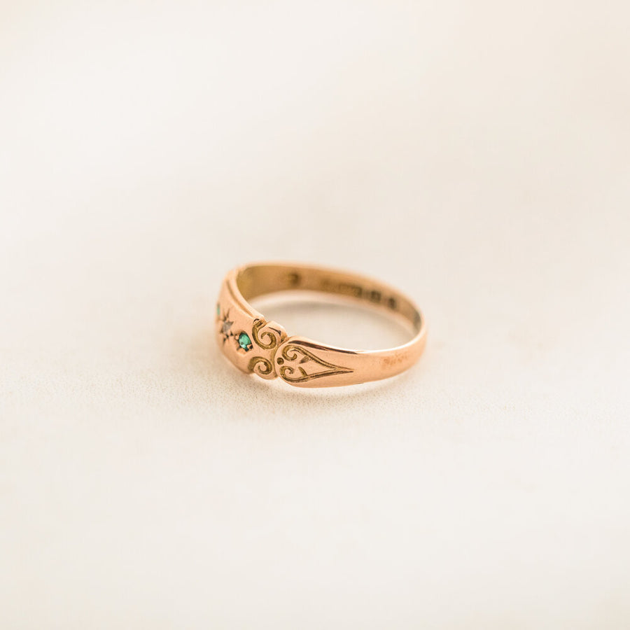Edwardian Diamond and Emerald Ring