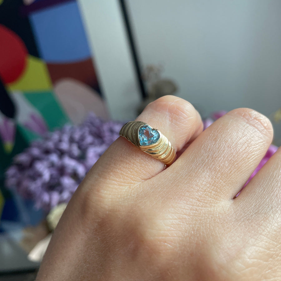 Blue Topaz Heart Engagement Ring