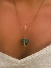 Seventies 18ct Gold Malachite Heart Necklace