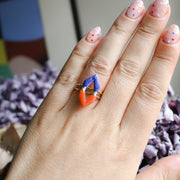 1970’s Coral, Lapis and Diamond Ring