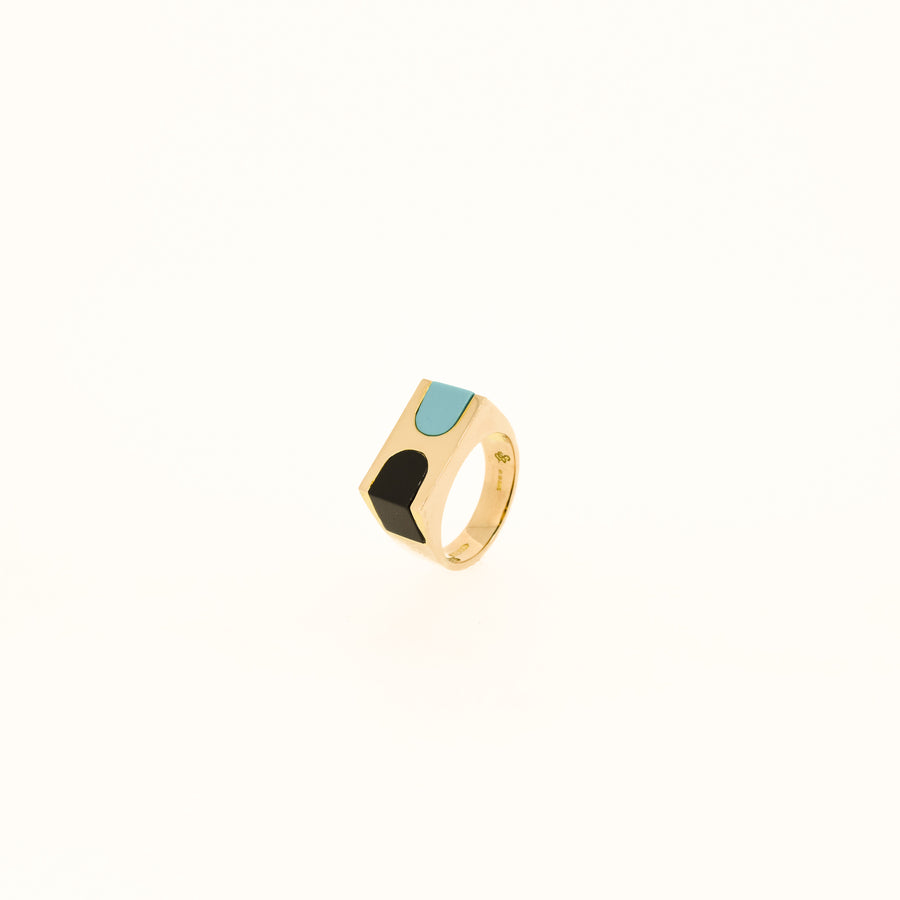 1970’s Onyx and Turquoise Chunky Ring