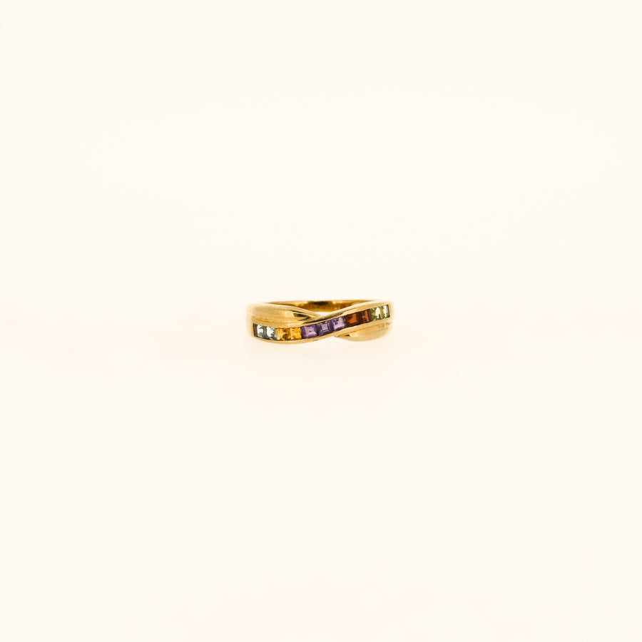 Vintage Rainbow Crossover Ring