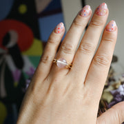 Rose Quartz Crystal Ball Ring